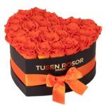 Orange evighetsrosor | Hjärtbox