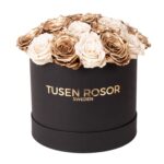 Vit & 24k guldiga evighetsrosor | Classic dome box